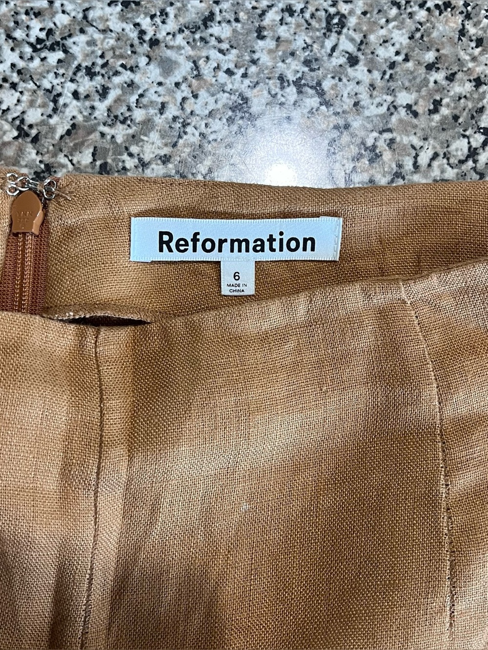 Reformation Justin High Rise Linen Pants Trousers Barely Brown Womens 6 - Picture 3 of 9